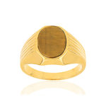 Bague or 375 jaune ovale oeil de tigre marron - vue 1