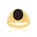 Bague or 375 jaune ovale onyx noir - vue 1