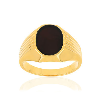 Bague or 375 jaune ovale onyx noir