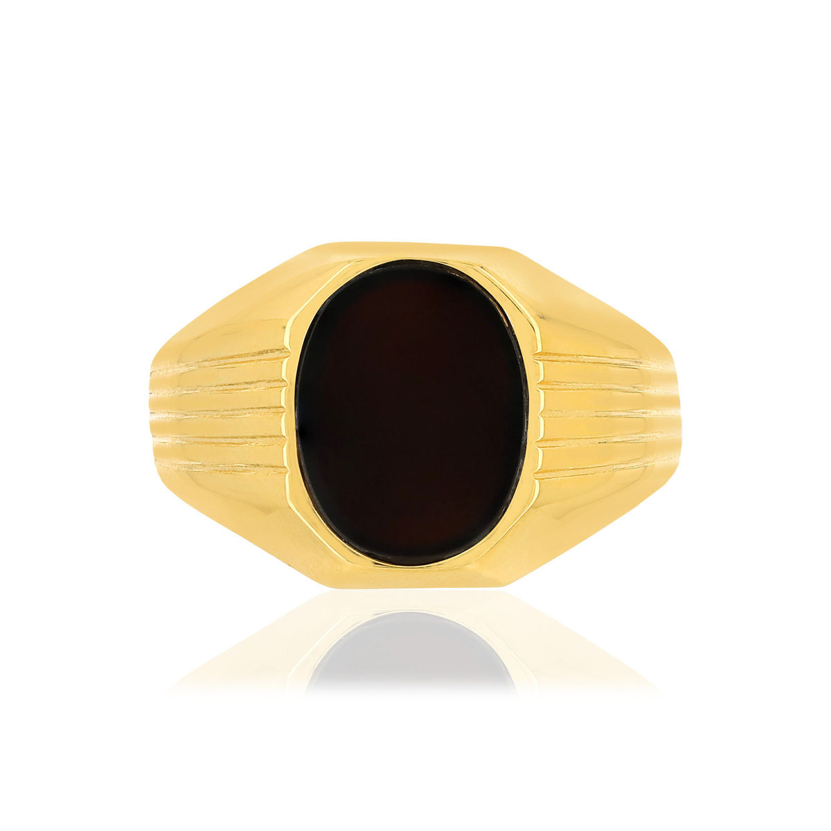 Bague or 375 jaune ovale onyx noir - vue 3