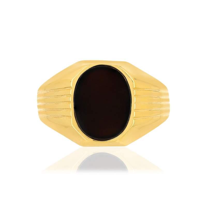 Bague or 375 jaune ovale onyx noir - vue 3