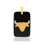 Pendentif or jaune 375 zodiaque taureau onyx noir - vue 1