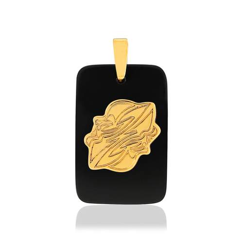 Pendentif MATY GEMEAUX Or 375 jaune Onyx noir