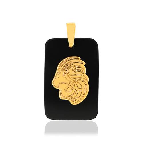Pendentif MATY LION Or jaune 375 Onyx noir