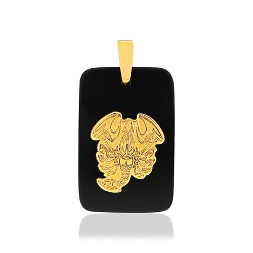Pendentif or jaune 375 zodiaque scorpion onyx noir