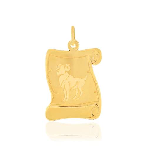 Pendentif or jaune 375 parchemin zodiaque bélier