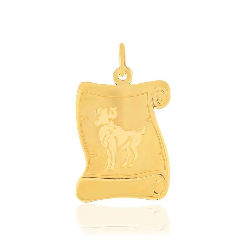 Pendentif or jaune 375 parchemin zodiaque bélier - vue 1