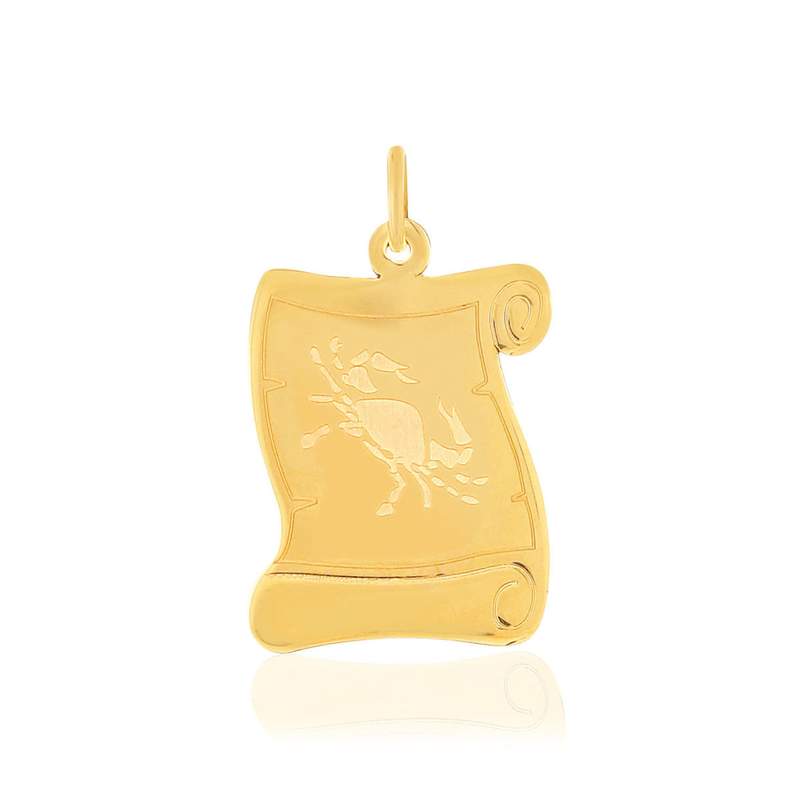 Pendentif or jaune 375 parchemin zodiaque cancer - vue 1