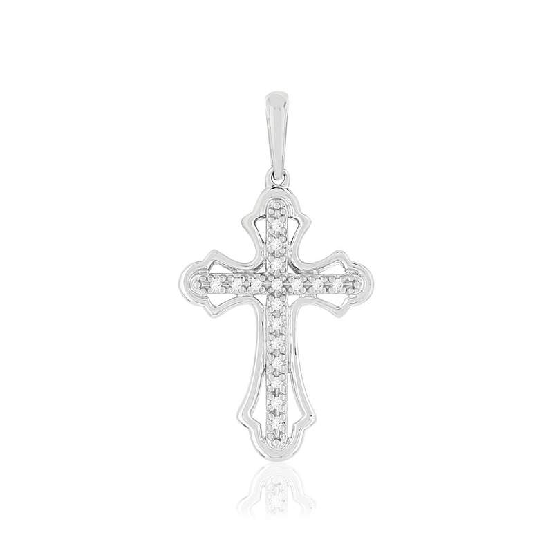 Pendentif Croix MATY Or 375 blanc Diamants - vue 1