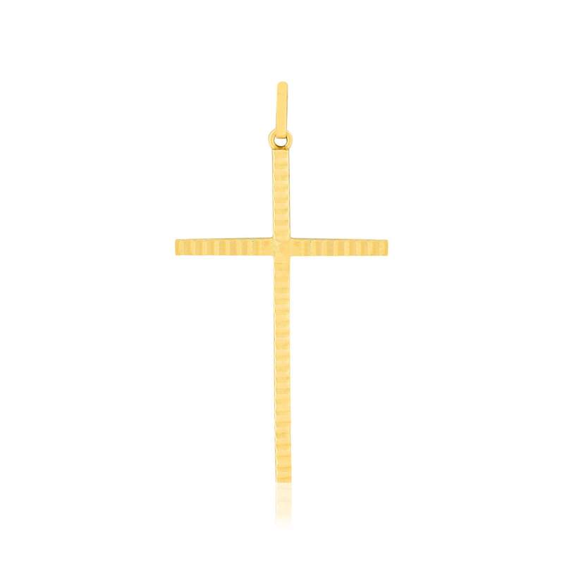 Pendentif croix or 375 jaune diamanté - vue 1