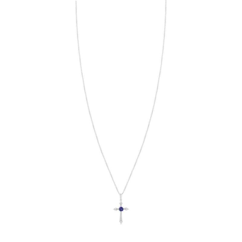 Collier MATY Or 375 blanc Saphir et Diamants 45 cm - vue 1