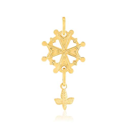 Pendentif croix huguenote or 750 jaune