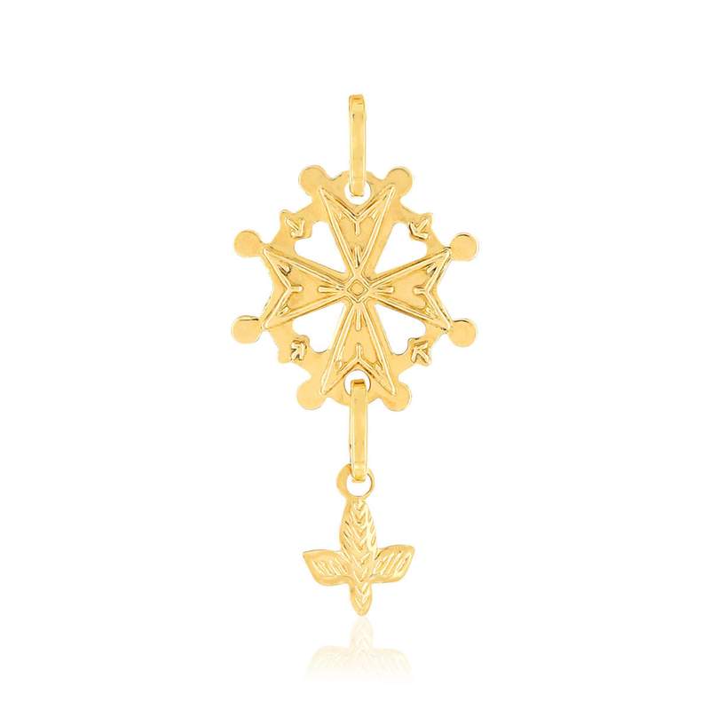 Pendentif croix huguenote or 750 jaune - vue 1