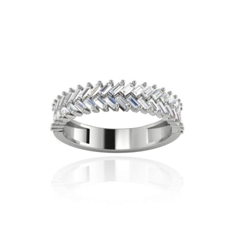 750 white gold ring with diamonds - view 1
