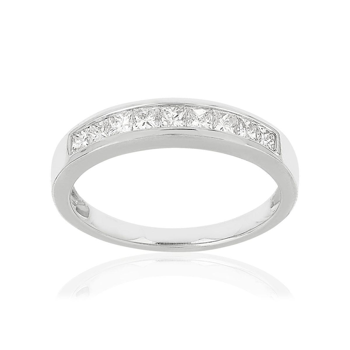 750 white gold wedding band with diamonds, 0.50 ct, 3.2 mm