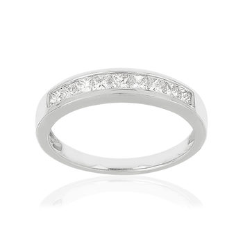 750 white gold wedding band with diamonds, 0.50 ct, 3.2 mm