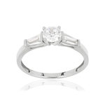 Bague or 375 blanc zirconias - vue 1