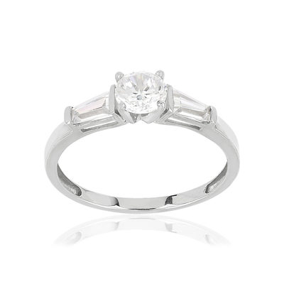 Bague or 375 blanc zirconias - vue 1
