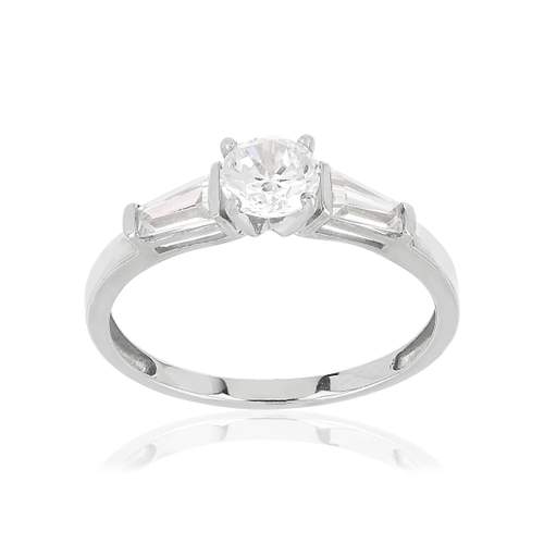 Bague or 375 blanc zirconias