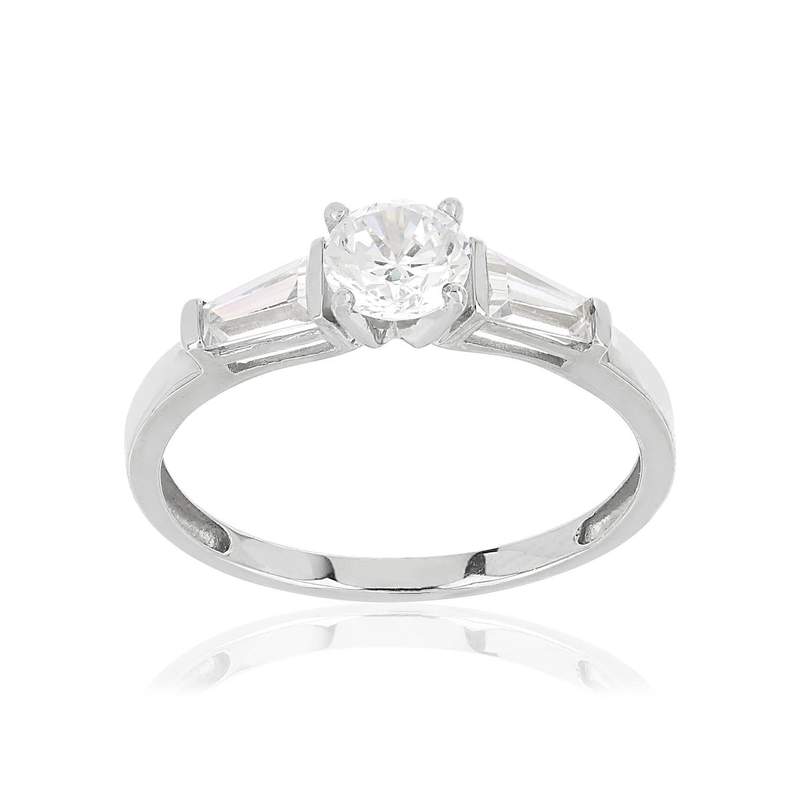 Bague or 375 blanc zirconias - vue 1