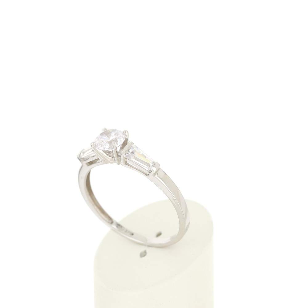 Bague or 375 blanc zirconias - vue 3