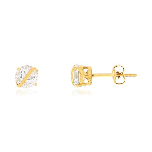 Boucles d'oreilles or 375 jaune zirconias