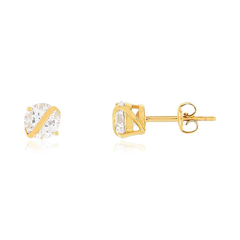 Boucles d'oreilles or 375 jaune zirconias - vue 1
