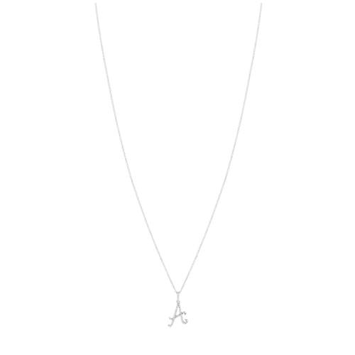 Collier or 375 blanc initiale diamants 45 cm