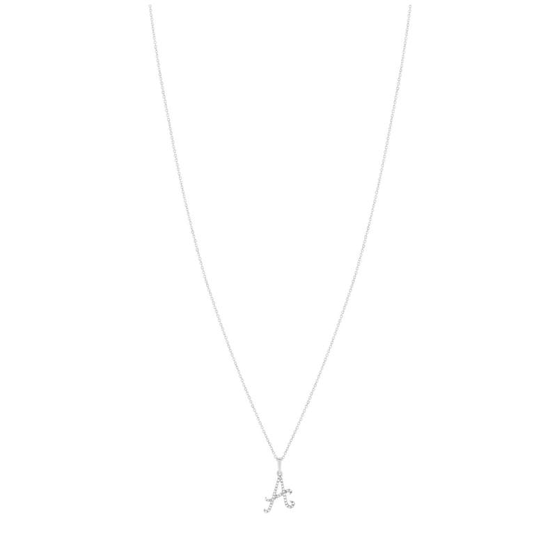 Collier or 375 blanc initiale diamants 45 cm - vue 1