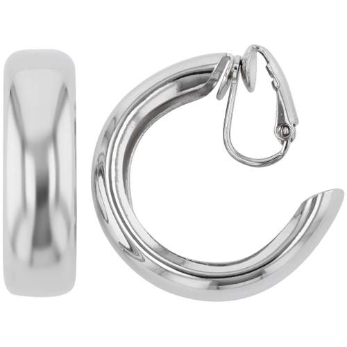 Rhodium-plated clip earrings