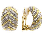 Boucles d'oreilles clips dorés et rhodiés tressées - vue 1