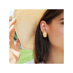 Boucles d'oreilles clips dorés et rhodiés tressées - vue porté 2