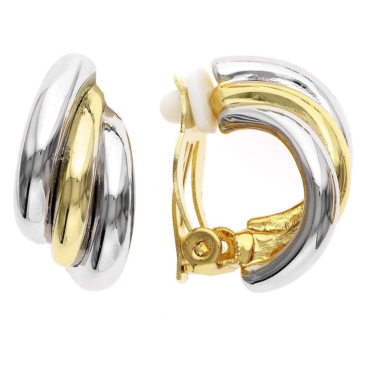 Clips d'oreilles dorés et rhodiés