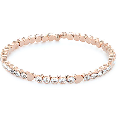 Bracelet rhodié rose coeurs et cristaux blancs - vue 1