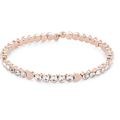Bracelet rhodié rose coeurs et cristaux blancs