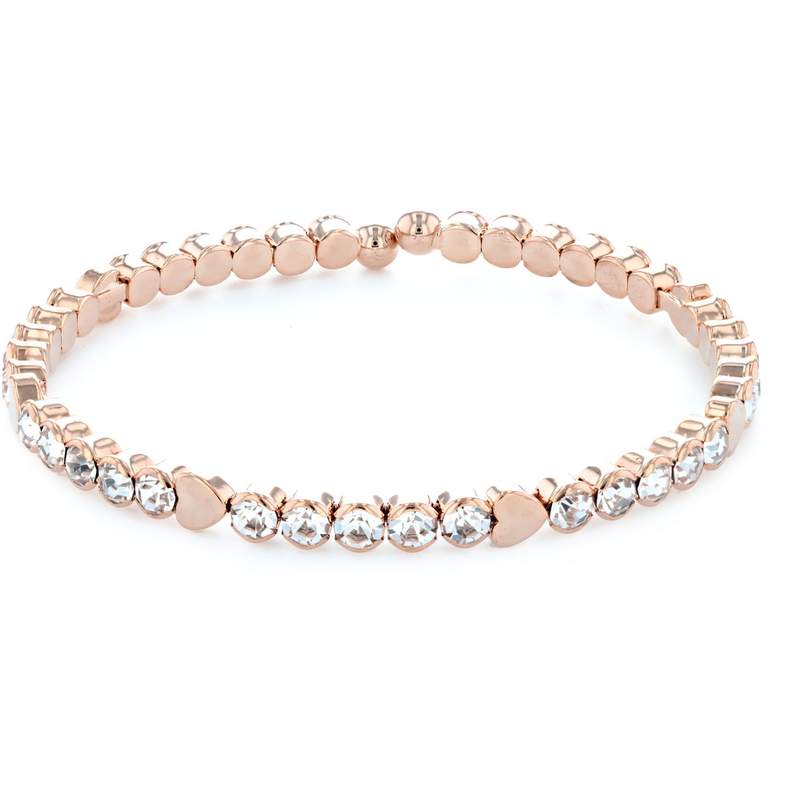Bracelet rhodié rose coeurs et cristaux blancs - vue 1