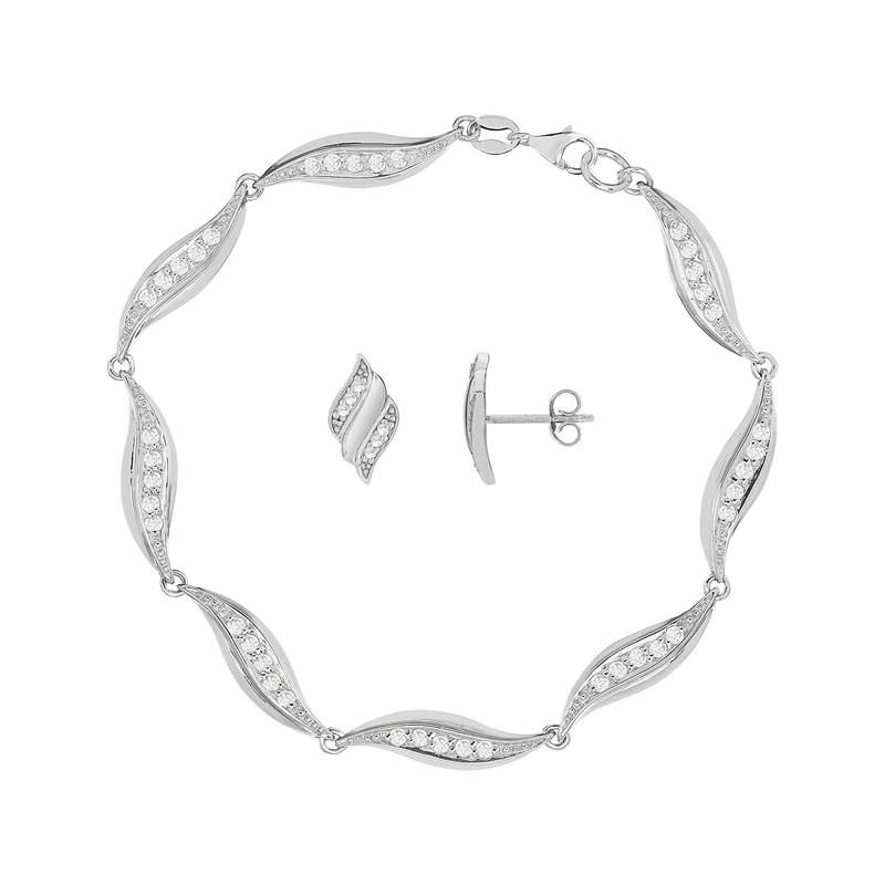 Parure argent zirconias - vue 1