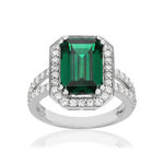 Bague argent 925 zirconias vert et blancs - vue 1