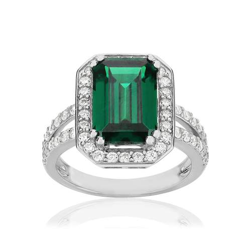 Bague argent 925 zirconias vert et blancs