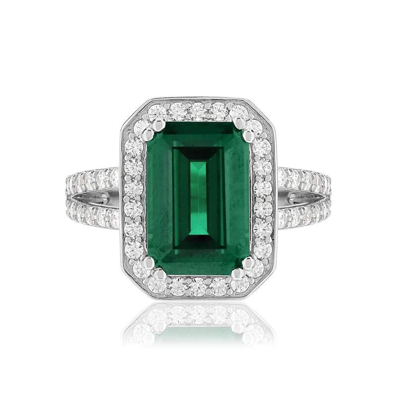Bague argent 925 zirconias vert et blancs - vue 3