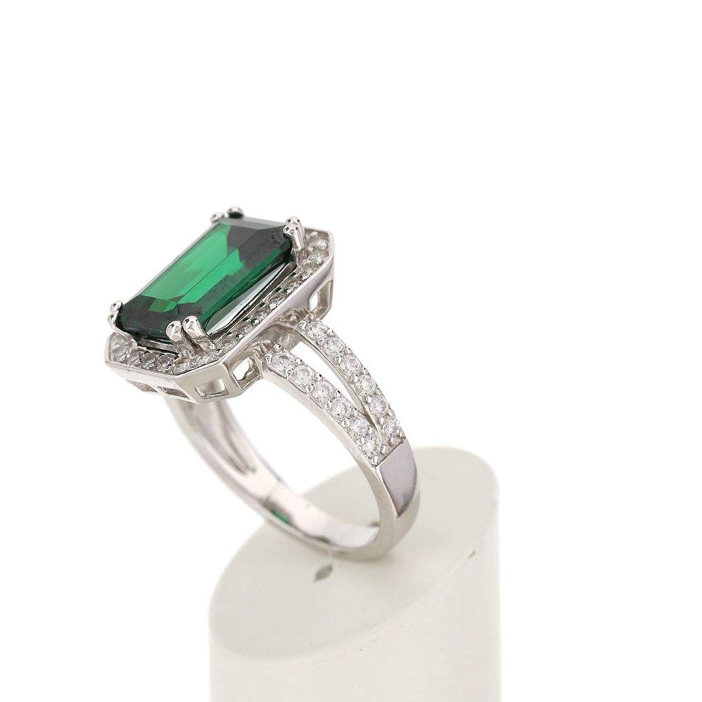 Bague argent 925 zirconias vert et blancs - vue 4