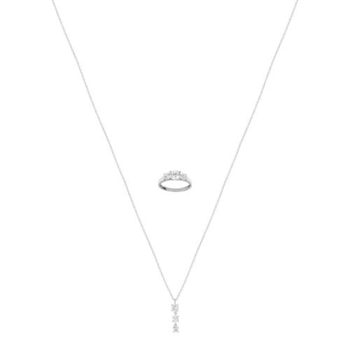 Parure argent 925 collier et bague zirconias