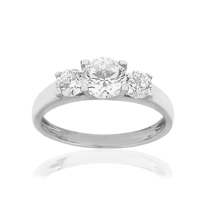 Parure argent 925 collier et bague zirconias - vue D1