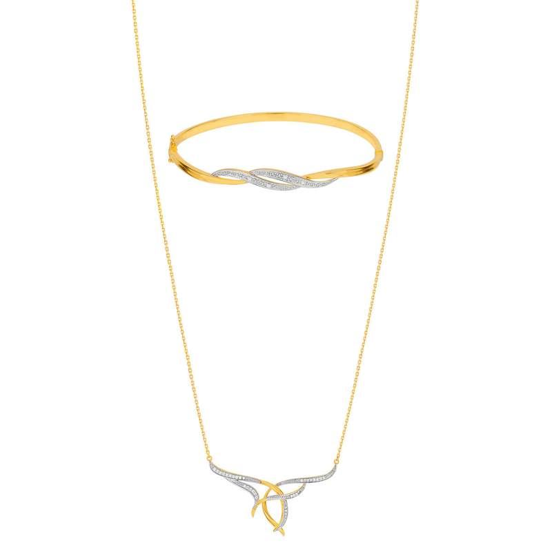 Parure plaqué or collier et bracelet zirconia - vue 1