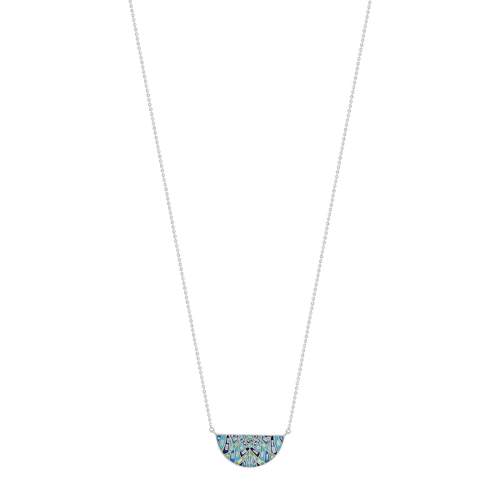 Collier acier mosaïque émail et nacre irisée 55 cm