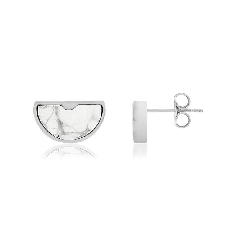 Boucles d'oreilles MATY Acier inoxydable Howlite blanc - vue 1