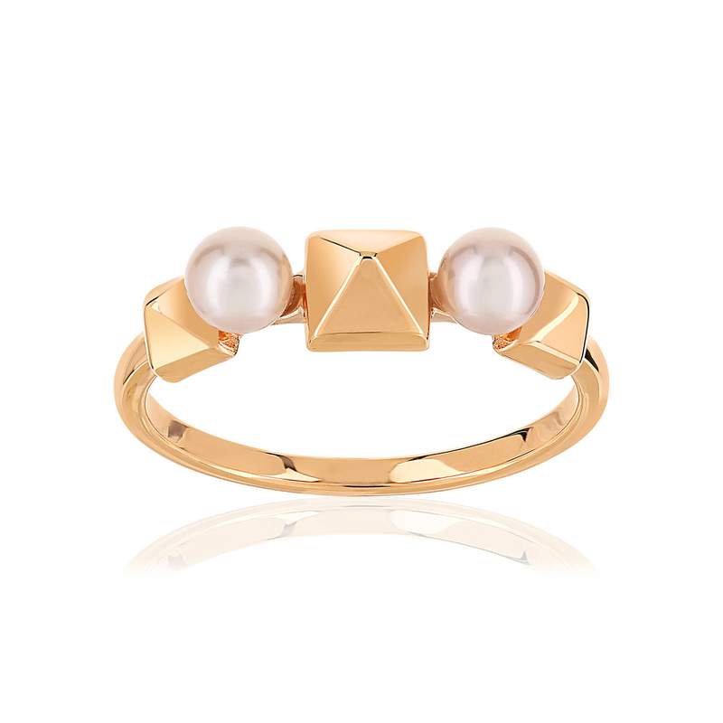 Bague plaqué or rose perles de culture - vue 1