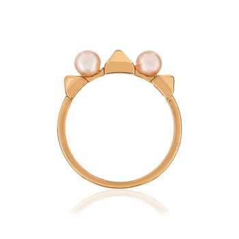 Pink gold-plated cultured pearl ring