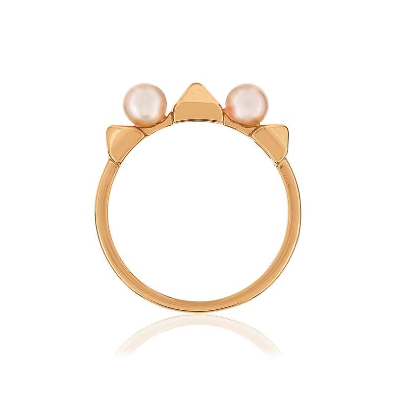 Bague plaqué or rose perles de culture - vue 2