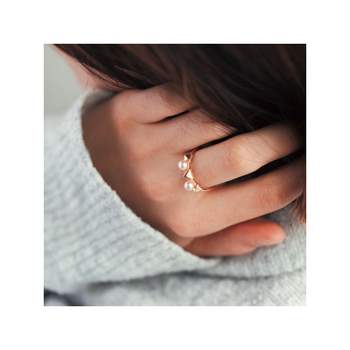Pink gold-plated cultured pearl ring